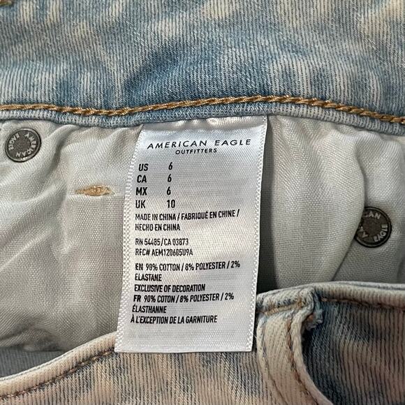 American Eagle Womens Denim Jean Shorts Size 6 Super Hi-Rise Shortie Raw Hem - Picture 6 of 7